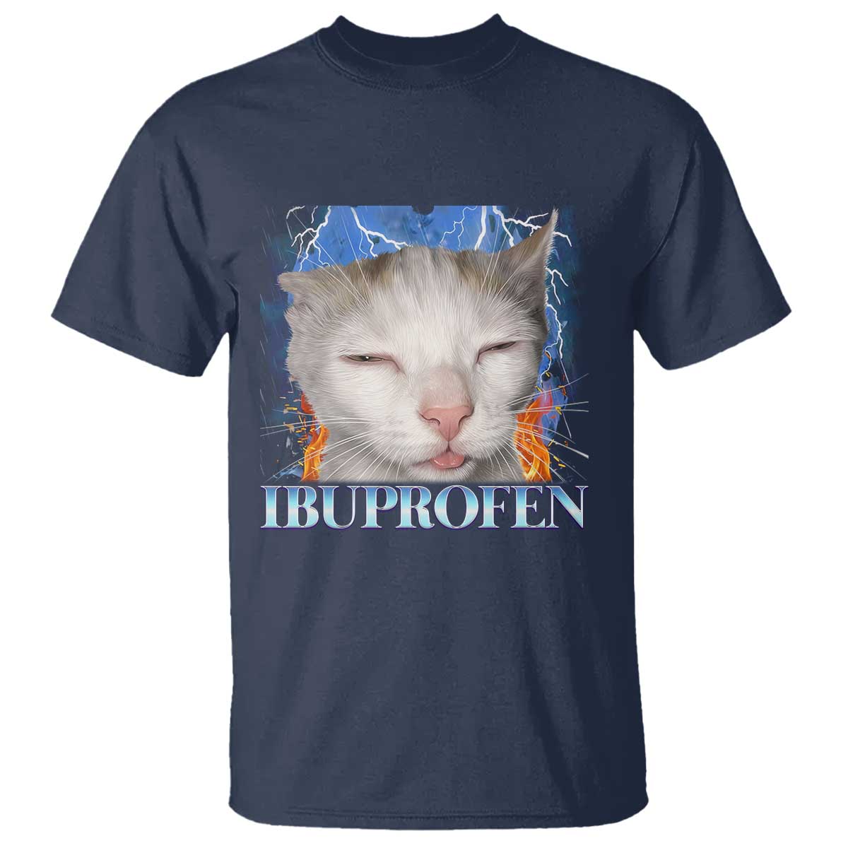 Funny Cat Meme T Shirt Ibuprofen Silly Kitten TS14 Navy Print Your Wear