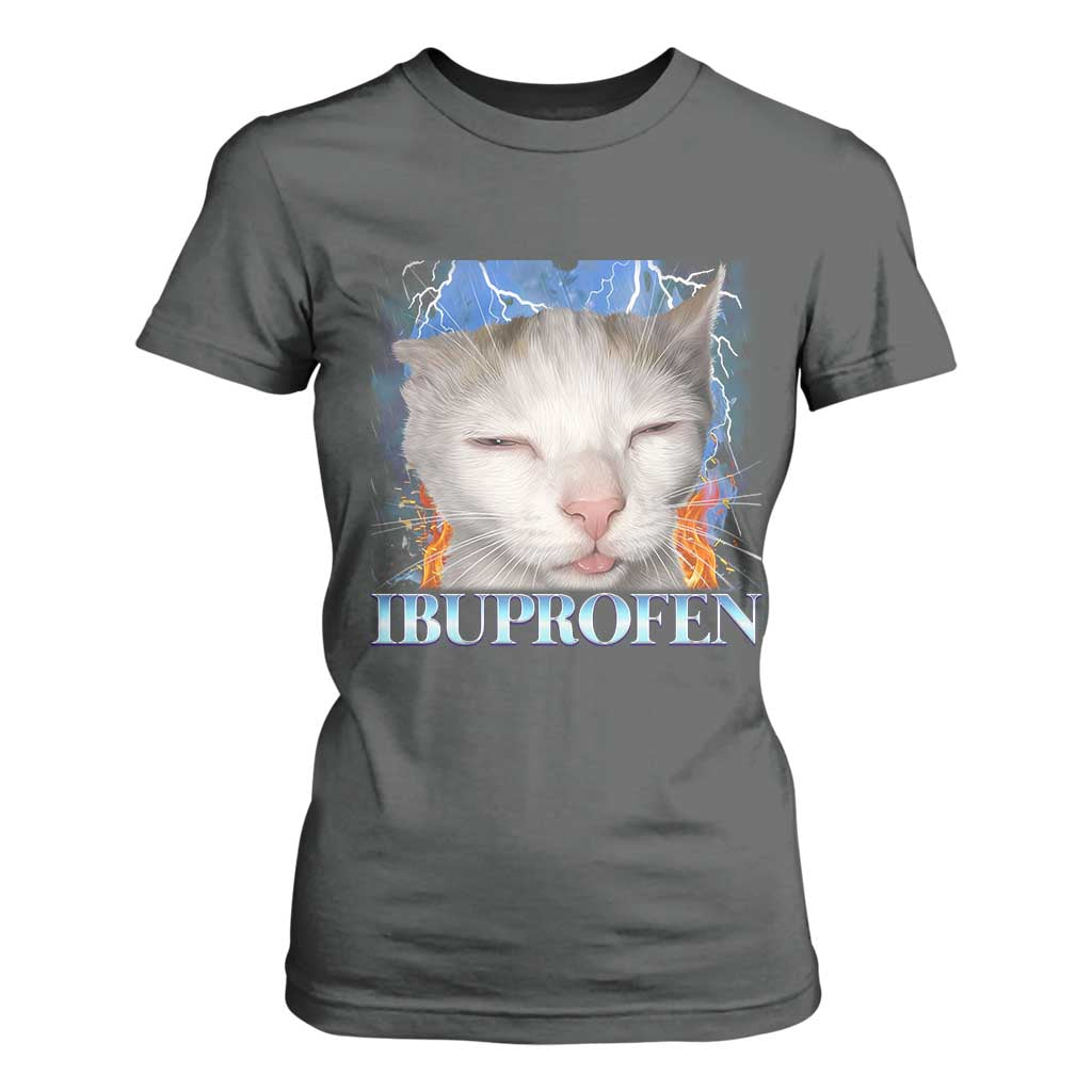 Funny Cat Meme T Shirt For Women Ibuprofen Silly Kitten TS14 Dark Heather Print Your Wear