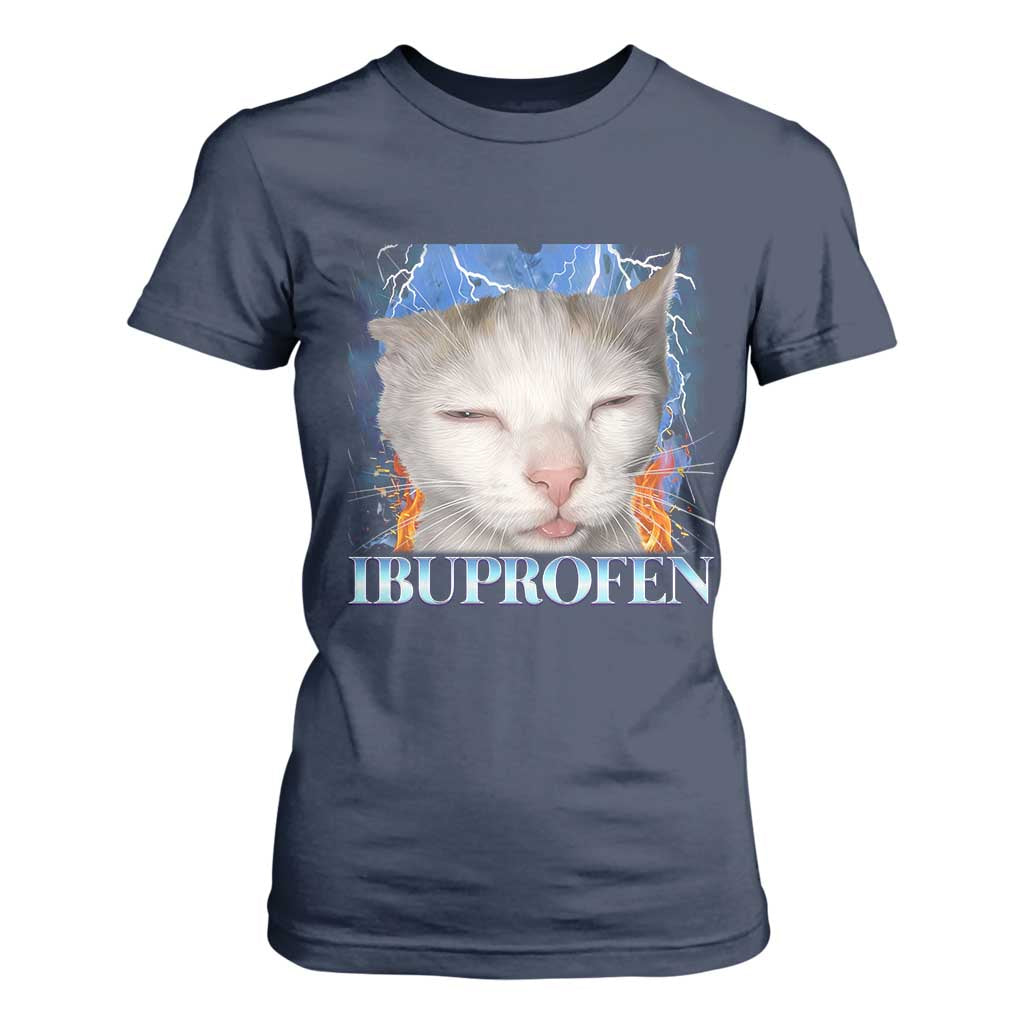 Funny Cat Meme T Shirt For Women Ibuprofen Silly Kitten TS14 Navy Print Your Wear