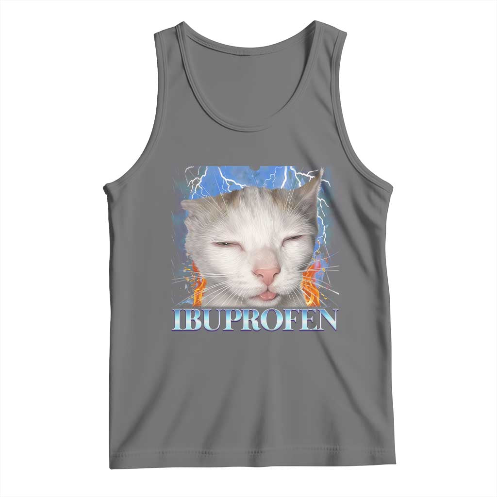 Funny Cat Meme Tank Top Ibuprofen Silly Kitten TS14 Black Heather Print Your Wear