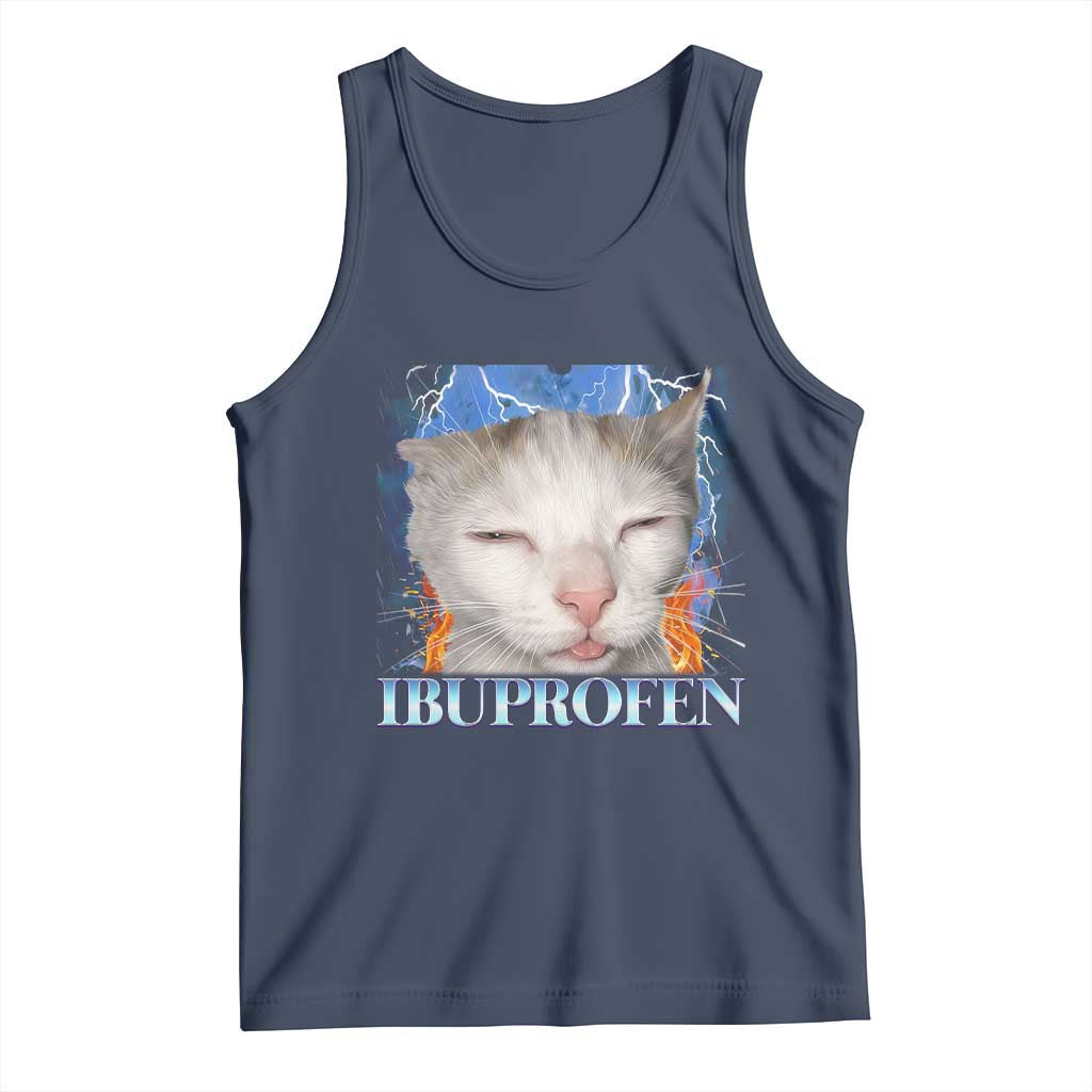 Funny Cat Meme Tank Top Ibuprofen Silly Kitten TS14 Navy Print Your Wear