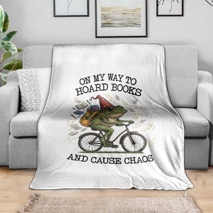 Funny Frog Meme Throw Blanket On My Way to Hoard Books and Cause Chaos TS14 Print Your Wear