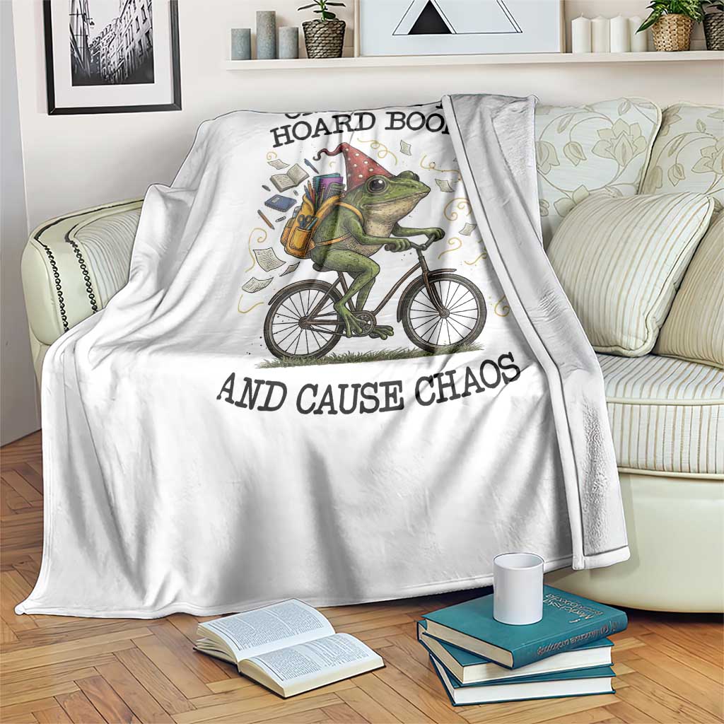 Funny Frog Meme Throw Blanket On My Way to Hoard Books and Cause Chaos TS14 Print Your Wear