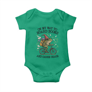 Funny Frog Meme Baby Onesie On My Way to Hoard Books and Cause Chaos TS14 Irish Green Print Your Wear
