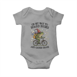 Funny Frog Meme Baby Onesie On My Way to Hoard Books and Cause Chaos TS14 Sport Gray Print Your Wear