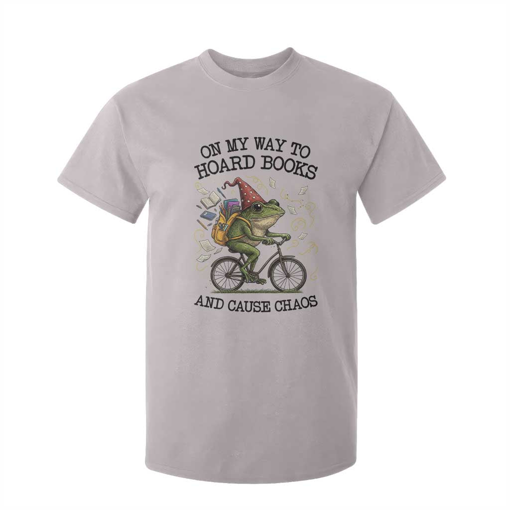 Funny Frog Meme T Shirt For Kid On My Way to Hoard Books and Cause Chaos TS14 Ice Gray Print Your Wear