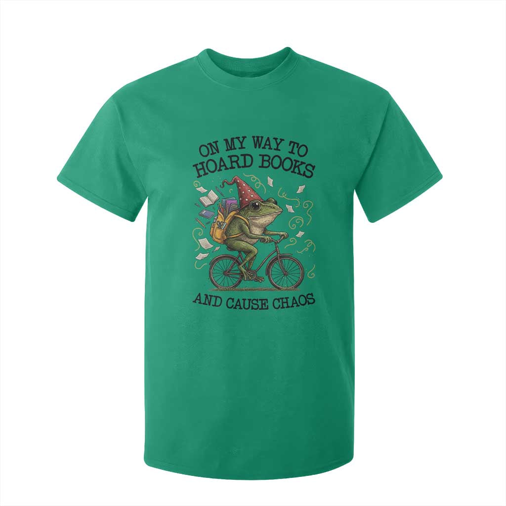 Funny Frog Meme T Shirt For Kid On My Way to Hoard Books and Cause Chaos TS14 Irish Green Print Your Wear