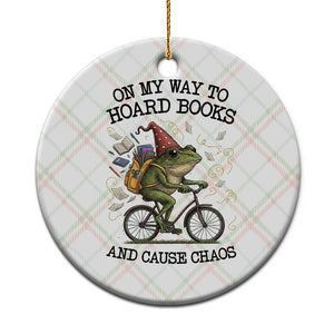 Funny Frog Meme Ceramic Ornament On My Way to Hoard Books and Cause Chaos TS14 1pc Christmas Plaid Print Your Wear
