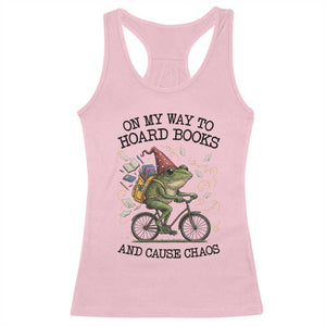 Funny Frog Meme Racerback Tank Top On My Way to Hoard Books and Cause Chaos TS14 Light Pink Print Your Wear