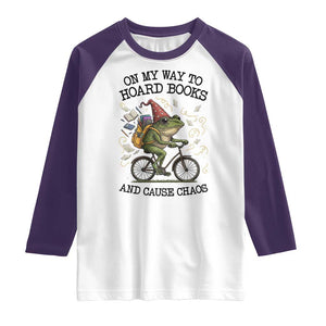 Funny Frog Meme Raglan Shirt On My Way to Hoard Books and Cause Chaos TS14 White Purple Print Your Wear