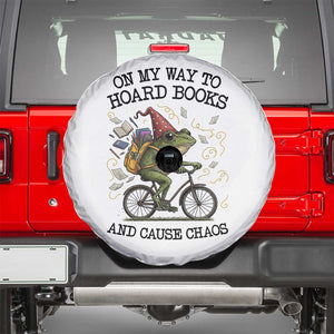 Funny Frog Meme Spare Tire Cover On My Way to Hoard Books and Cause Chaos TS14 White Print Your Wear