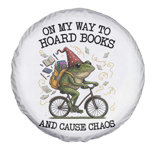 Funny Frog Meme Spare Tire Cover On My Way to Hoard Books and Cause Chaos TS14 Print Your Wear