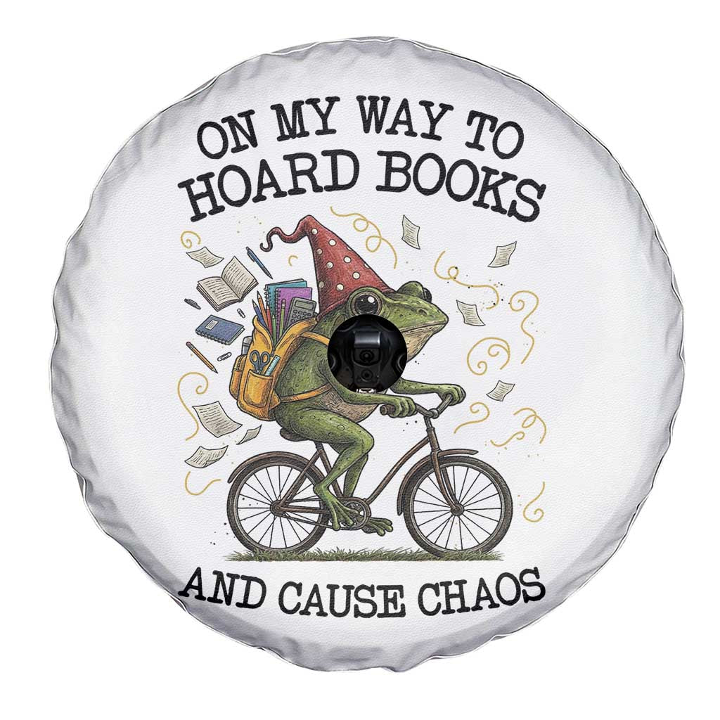 Funny Frog Meme Spare Tire Cover On My Way to Hoard Books and Cause Chaos TS14 Print Your Wear