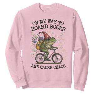 Funny Frog Meme Sweatshirt On My Way to Hoard Books and Cause Chaos TS14 Light Pink Print Your Wear