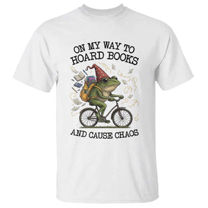 Funny Frog Meme T Shirt On My Way to Hoard Books and Cause Chaos TS14 White Print Your Wear