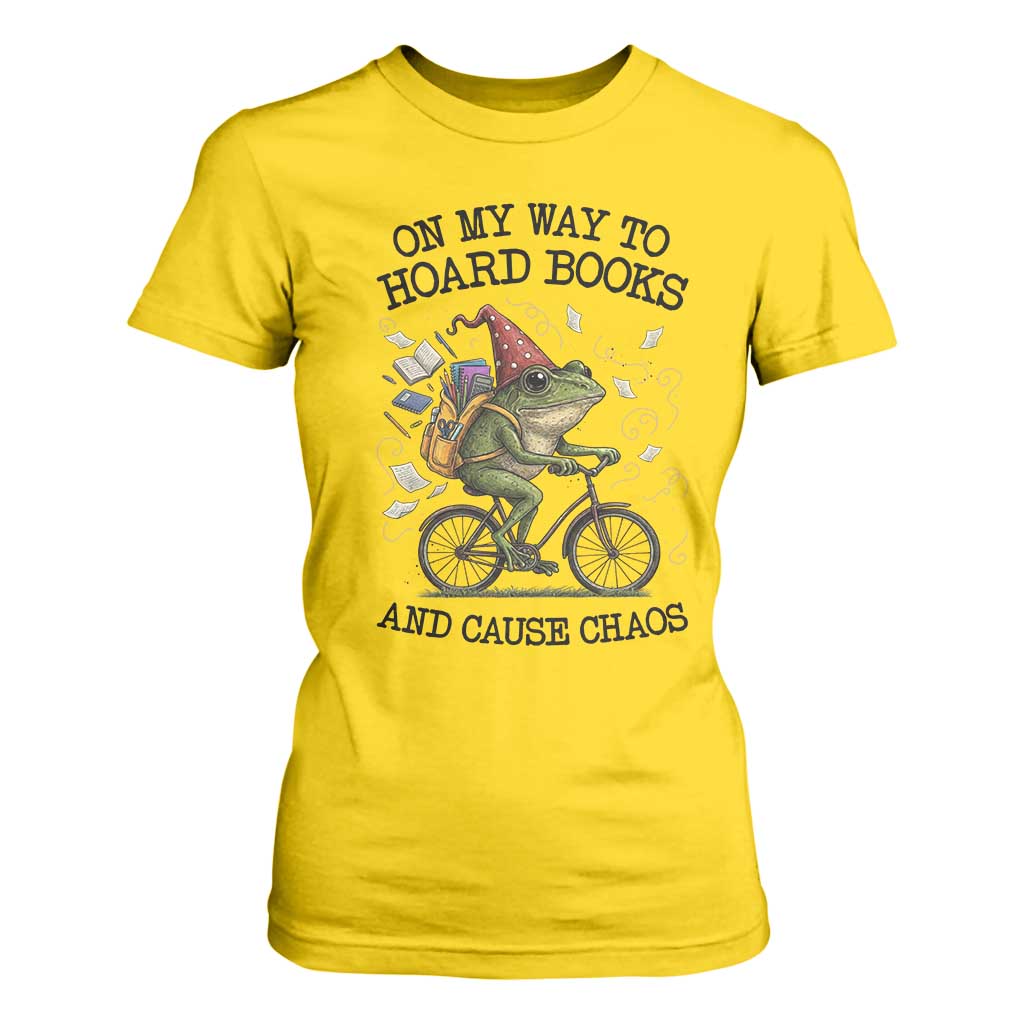 Funny Frog Meme T Shirt For Women On My Way to Hoard Books and Cause Chaos TS14 Daisy Print Your Wear