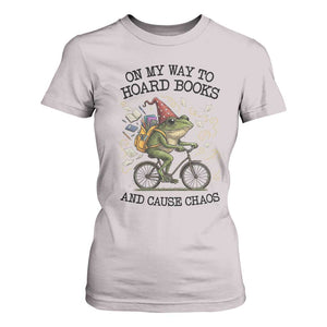 Funny Frog Meme T Shirt For Women On My Way to Hoard Books and Cause Chaos TS14 Ice Gray Print Your Wear