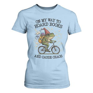 Funny Frog Meme T Shirt For Women On My Way to Hoard Books and Cause Chaos TS14 Light Blue Print Your Wear