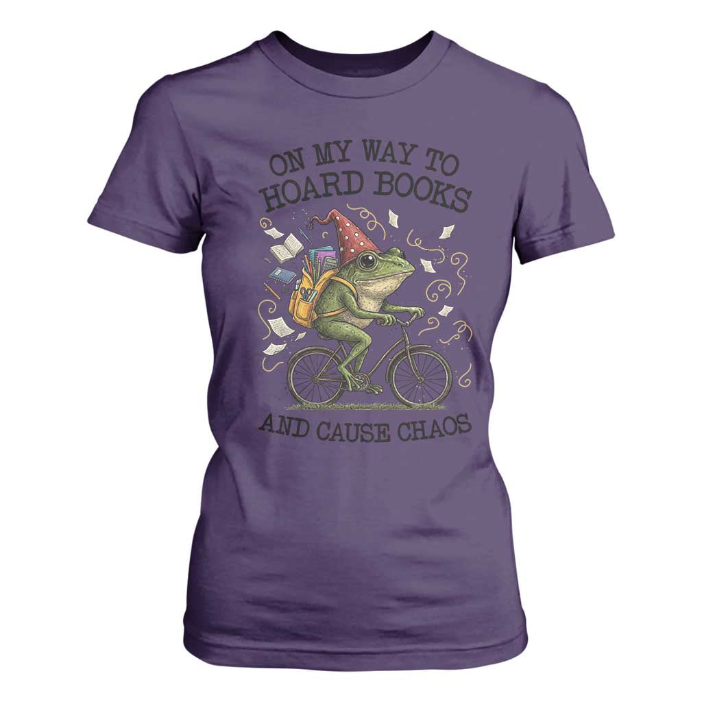 Funny Frog Meme T Shirt For Women On My Way to Hoard Books and Cause Chaos TS14 Purple Print Your Wear