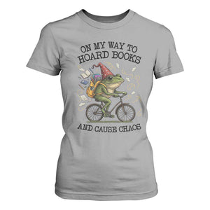 Funny Frog Meme T Shirt For Women On My Way to Hoard Books and Cause Chaos TS14 Sport Gray Print Your Wear
