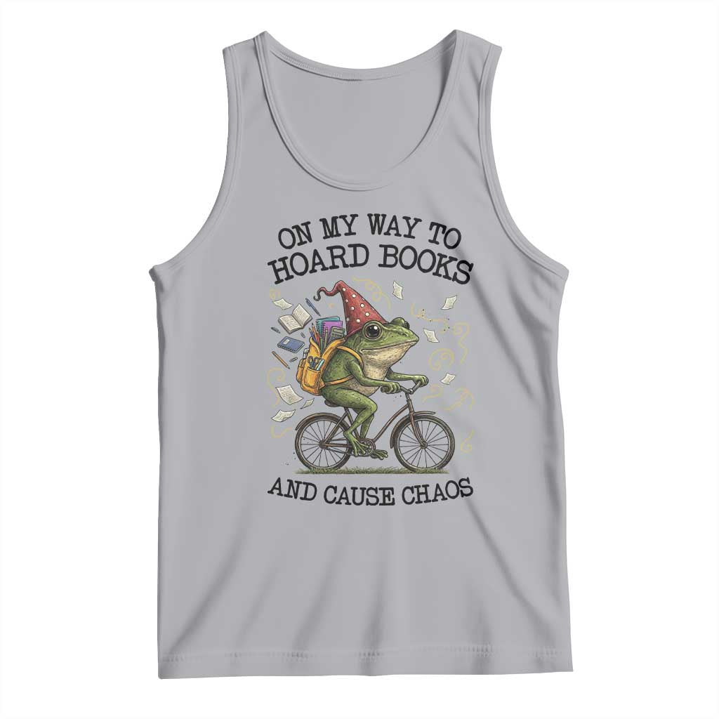 Funny Frog Meme Tank Top On My Way to Hoard Books and Cause Chaos TS14 Athletic Heather Print Your Wear