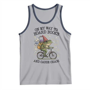 Funny Frog Meme Tank Top On My Way to Hoard Books and Cause Chaos TS14 Athletic Heather Navy Print Your Wear
