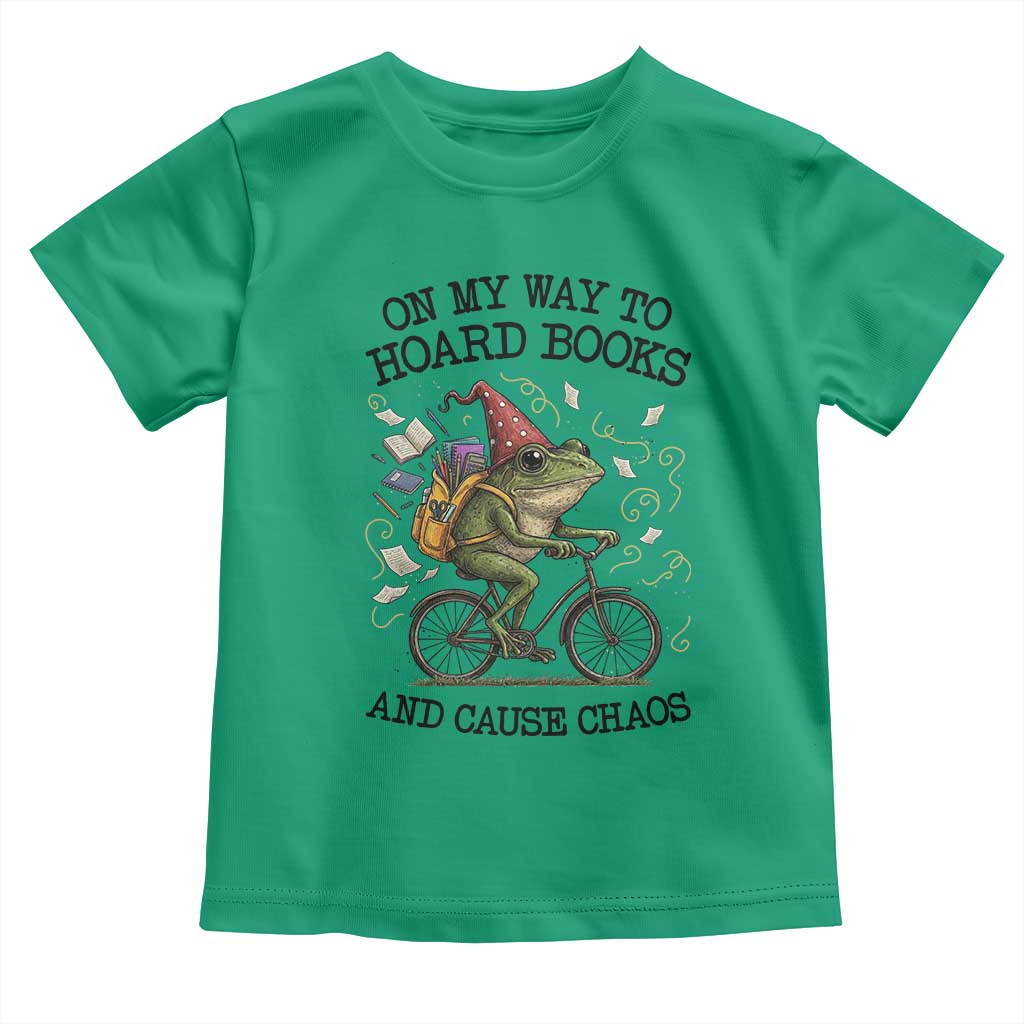 Funny Frog Meme Toddler T Shirt On My Way to Hoard Books and Cause Chaos TS14 Irish Green Print Your Wear