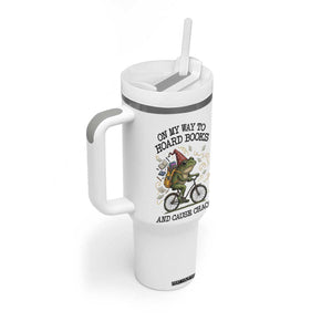 Funny Frog Meme Tumbler With Handle On My Way to Hoard Books and Cause Chaos TS14 Print Your Wear