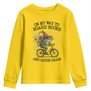 Funny Frog Meme Youth Sweatshirt On My Way to Hoard Books and Cause Chaos TS14 Daisy Print Your Wear
