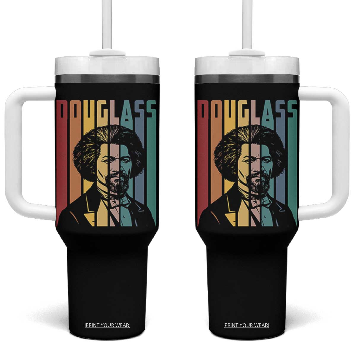 Frederick Douglass Tumbler With Handle American Black History TS14 One Size: 40 oz Black Print Your Wear