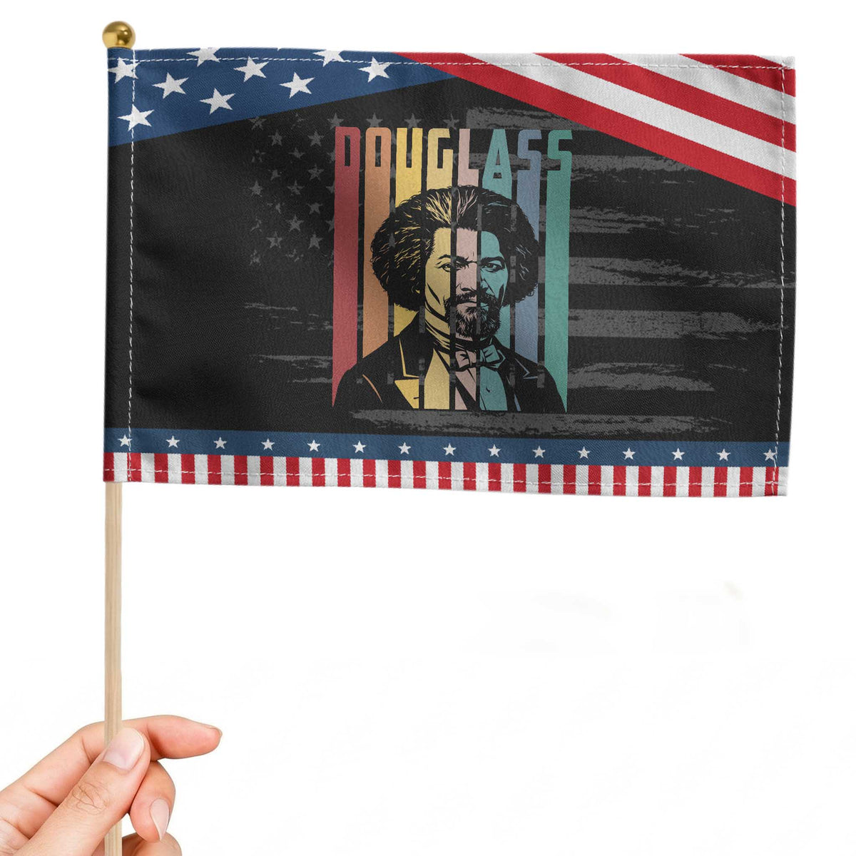 Frederick Douglass Patriotic Handheld Flag American Black History