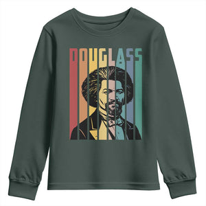 Frederick Douglass Youth Sweatshirt American Black History TS14 Dark Forest Green Print Your Wear