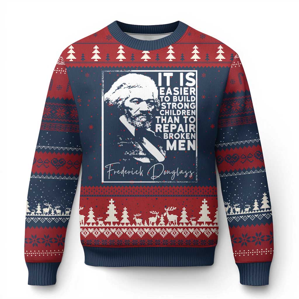 Frederick Douglass Quote Ugly Christmas Sweater Black History Month TS14 Navy Red Print Your Wear