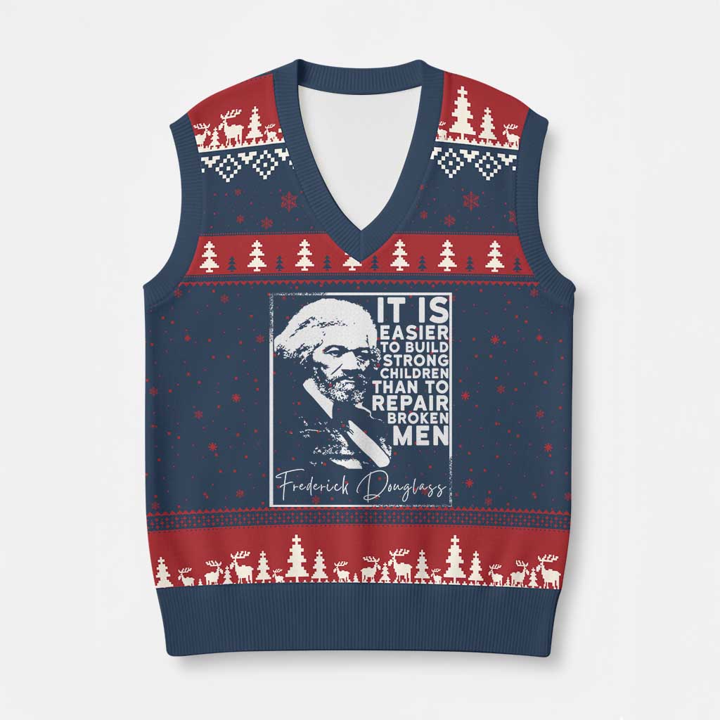 Frederick Douglass Quote V-Neck Knit Sweater Vest Black History Month TS14 Navy Red Print Your Wear