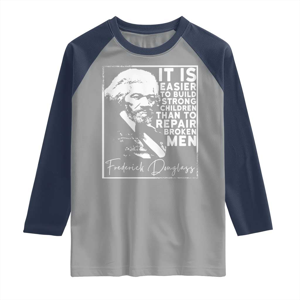 Frederick Douglass Quote Raglan Shirt Black History Month TS14 Sport Gray Navy Print Your Wear