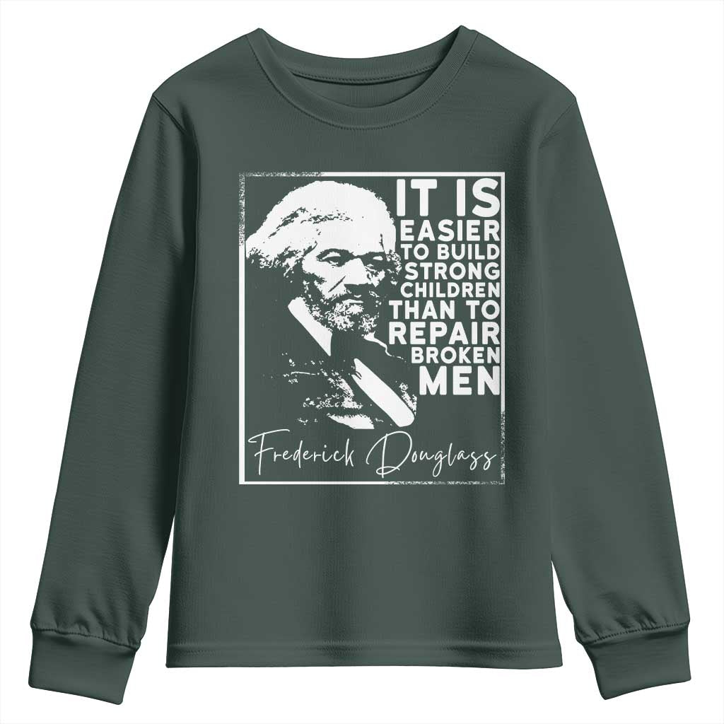 Frederick Douglass Quote Youth Sweatshirt Black History Month TS14 Dark Forest Green Print Your Wear