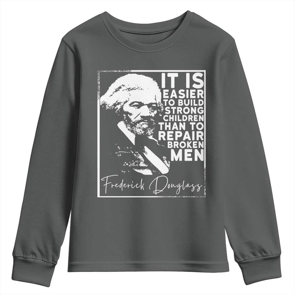 Frederick Douglass Quote Youth Sweatshirt Black History Month TS14 Dark Heather Print Your Wear