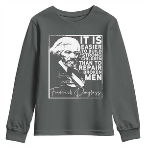 Frederick Douglass Quote Youth Sweatshirt Black History Month TS14 Dark Heather Print Your Wear