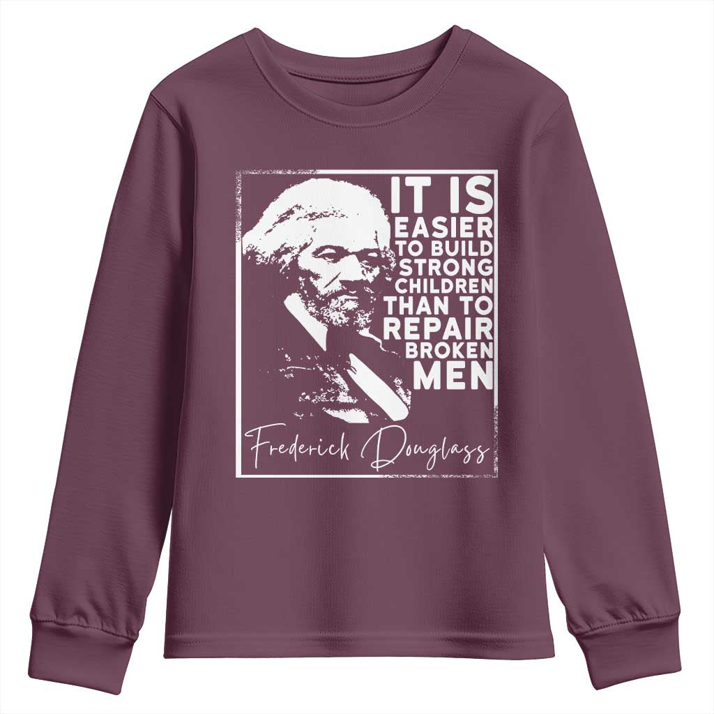 Frederick Douglass Quote Youth Sweatshirt Black History Month TS14 Maroon Print Your Wear