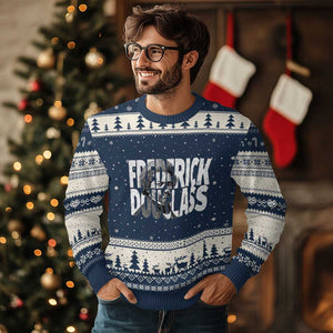 Frederick Douglass Ugly Christmas Sweater Black History Month TS14 Navy Beige Print Your Wear
