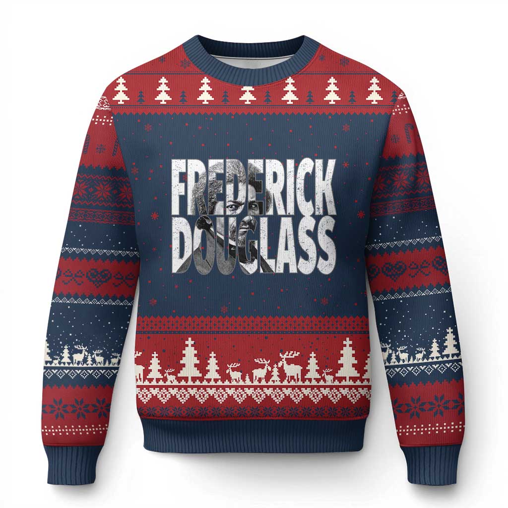 Frederick Douglass Ugly Christmas Sweater Black History Month TS14 Navy Red Print Your Wear