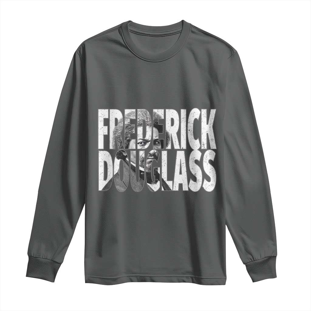 Frederick Douglass Long Sleeve Shirt Black History Month TS14 Dark Heather Print Your Wear