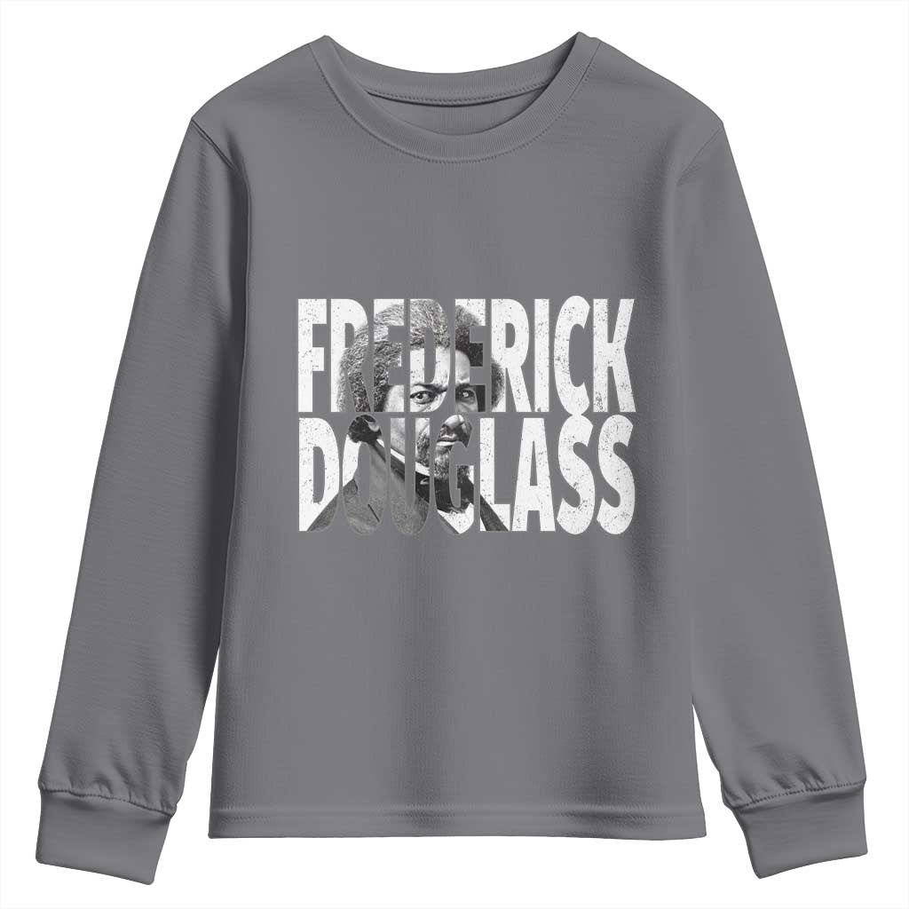 Frederick Douglass Youth Sweatshirt Black History Month TS14 Charcoal Print Your Wear