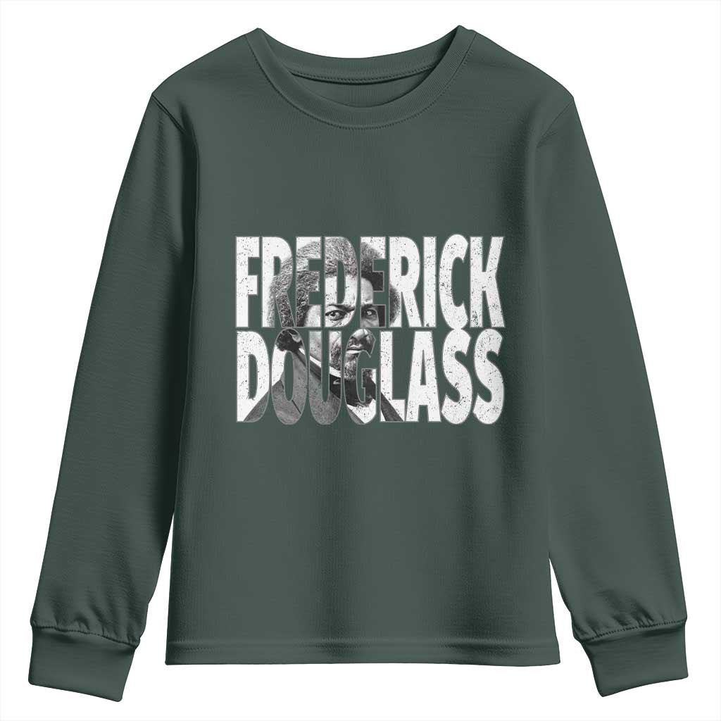 Frederick Douglass Youth Sweatshirt Black History Month TS14 Dark Forest Green Print Your Wear