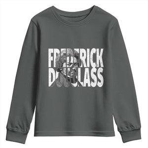 Frederick Douglass Youth Sweatshirt Black History Month TS14 Dark Heather Print Your Wear