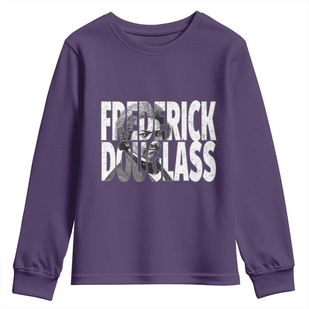 Frederick Douglass Youth Sweatshirt Black History Month TS14 Purple Print Your Wear