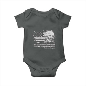 Frederick Douglass Quote Baby Onesie Is There Is No Struggle There Is No Progress TS14 Dark Heather Print Your Wear