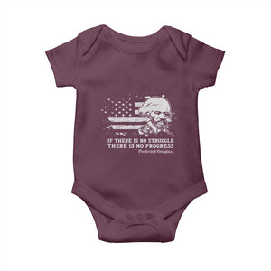 Frederick Douglass Quote Baby Onesie Is There Is No Struggle There Is No Progress TS14 Maroon Print Your Wear