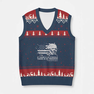 Frederick Douglass Quote V-Neck Knit Sweater Vest Is There Is No Struggle There Is No Progress TS14 Navy Red Print Your Wear