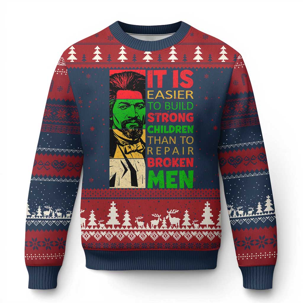 Frederick Douglass Pride Quote Ugly Christmas Sweater Black History Month TS14 Navy Red Print Your Wear